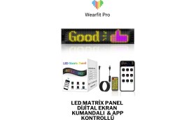 Resim Wearfitpro LED Matrix Panel Dijital Ekran Kumandalı App Kontrollü LED Ekran Kayan Yazı 