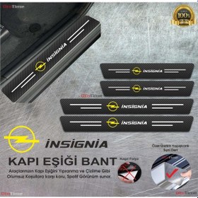 Resim Opel Insignia Logolu Karbon Kapı Eşiği Koruyucu Suni Deri 4'lü 