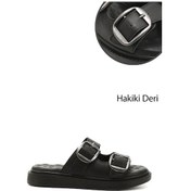 Resim Gönderi R Siyah Tokalı Dolgu Taban Hakiki Deri Comfort Terlik Siyah 