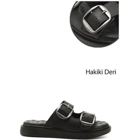 Resim Gönderi R Siyah Tokalı Dolgu Taban Hakiki Deri Comfort Terlik Siyah 