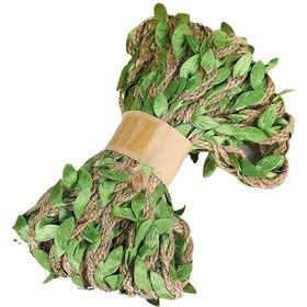 Resim Doğal Jüt İpi Yeşil Yapraklı - 0.8cm Genişlik x 10m Uzunluk Paskalya Dekoru, Kendin Yap Projeleri, Ev Dekorasyonu, Hediye Paketleme ve Bahçecilik için Rustik El Sanatları İpi, Paskalya Süslemeleri | Doğal Estetik | Dokulu İp 