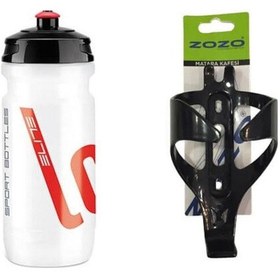 Resim Elite Loli Beyaz Bisiklet Matarası 600Ml Kafes Siyah - Kırmızı - Beyaz 