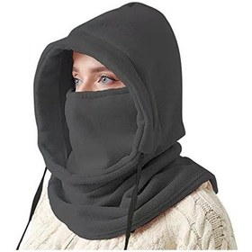 Resim Moveevo Kışlık İki Katlı Polar Balaklava: Motosiklet Ve Kayak İçin Rüzgar Engellli, Isı Sağlayan Unisex Kafa Ve Boyun Kaputu - Dt109 Koyu Gri Çok Renkli 