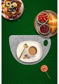 Resim Gri Keçe Amerikan Servisi, Desen Kesim Supla 12'li Servis Takımı -0477 Gri 