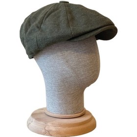 Resim Standart Kışlık Yün Ingiliz Kasket Dökümlü Peaky Blinders Kasket Balıksırtı Kasket Arkası Lastikli Düz Haki 