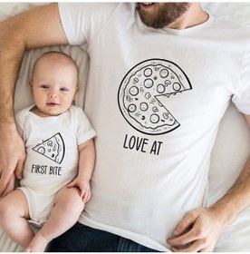 Resim Baba Oğul Pizza Zıbın Tshirt 