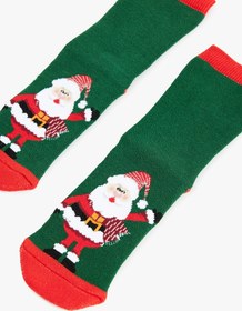 Resim Erkek Çocuk Pamuklu Noel Baba Baskılı Çorap 