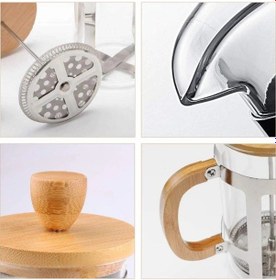 Resim Ahşap Detaylı 350 Ml Cam French Press Renkli 