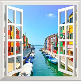 Resim Pencere Poster Duvar Kağıdı Burano Yapışkanlı Sticker 