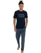 Resim U.s. Polo Assn. 18903 Erkek Bisiklet Yaka Kısa Kol 3'lü Şortlu-uzun Pijama Takım Lacıvert 