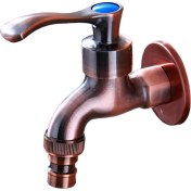 Resim Qearl Bahçe Çamaşır Makinesi Duvar Montaj Tek Delikli Lavabo Havza Muslukları Kırmızı Bronz (Yurt Dışından) 