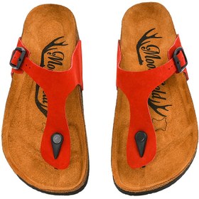 Resim Moosefield Kids Hakiki Deri Kırmızı Çocuk Terlik 