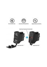 Resim Bfy Ikili Usb Soketi + Voltmetre Kare 