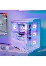 Resim Msı Mag Pano M100r Pz Whıte Temperli Cam 3x120mm 1x120mm Argb Fan Matx Beyaz Panoramik Gaming Bilgisayar Kasası 