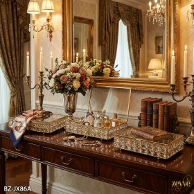 Resim Özbience Şeffaf Kristal Model Aynalı Cam Kapaklı Sandık, 30X20X9CM, Özel Günler Için 