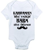 Resim venüsdijital Kahraman Diye Yazılır Baba Diye Okunur Baskılı Bebek Zıbın Body 