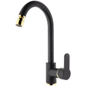 Resim Gms Zirve Siyah Altın Kuğu Eviye Mutfak Bataryası Zrv202 