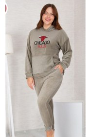 Resim mervemoda Kadın Haki soft yumoş yüksek kalite ikili eşefman takım. 