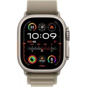 Resim Apple Watch Ultra 2 GPS + Cellular 49mm Natürel Titanyum Kasa ve Klasik Zeytin Yeşili-Alpine Loop Kordon Akıllı Saat 