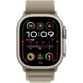 Resim Apple Watch Ultra 2 GPS + Cellular 49mm Natürel Titanyum Kasa ve Klasik Zeytin Yeşili-Alpine Loop Kordon Akıllı Saat 