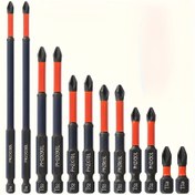 Resim 6 adet/12 adet Manyetik Kaymaz Matkap Uçları, S2 Çelikten Yapılmış ve 1/4" Altıgen Sap - Yüksek Kalite, Dayanıklı, Uzun Ömürlü 