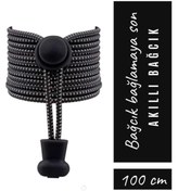 Resim SHELAX Akıllı Kilitli Elastik Ayakkabı Bağcığı / Elastic Shoelace White On Black Dots Round 