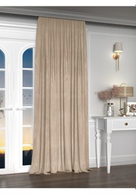 Resim Yakamoz Kadife Görünüm Kum Beji Ada Fon Perde Ekstraforlu Velvet Touch Serisi Kum Beji 