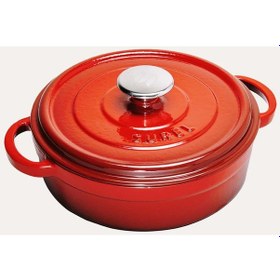 Resim Nishev Sürel Kırmızı Demir Döküm Sığ Tencere 24 Cm 