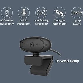 Resim TFixol 1080P HD Bilgisayar Kamerası Video Konferans Kamerası Web Kamerası 2 Mega P el Otomatik Odaklama 360° Dönme USB Tak ve Çalıştır Mikrofonlu Video Toplantısı için Çevrimiçi Öğretim Siyah 1080P 