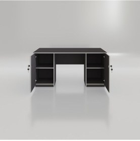 Resim Kenzlife Ofis Masası Kuma Kengo Gri 75 170 60 Kilitli Kapaklı Dolap Çiftli Eşkenar Bilgisayar Çalışma Masası 