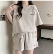 Resim Snapbuy 2025 Yaz Rahat Şık Kısa Kollu Ve Şortlu Kore Stili Kadın Eşofman Takımı Bej 