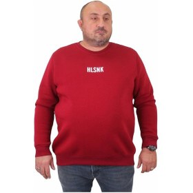Resim Moc Grande Mocgrande Erkek Büyük Beden Sıfır Yaka Sweat Hlsnk 23204 Bordo-Bordo 