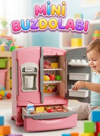Resim Tıfıl Toys Pilli Işıklı Duman Atan Oyuncak Mini Eğitici Evcilik Oyuncak Buzdolabı Seti 