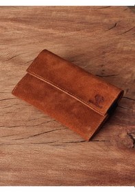 Resim Tütün Kesesi Cüzdan Tütün Çantası Kartlıklı %100 Gerçek Süet Deri Taba 