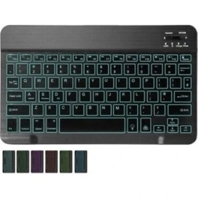 Resim Qwert Bluetooth Kablosuz Klavye Rgb Işık 10 Inç Klavye Lenovo Apple iPad Için Mini Şarj Edilebilir Klavye Mobil Bilgisayar | Klavye (Siyah) (Yurt Dışından) 
