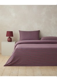 Resim English Home Tile Check İpliği Boyalı Tek Kişilik Çarşaflı Nevresim Takımı 160x220 Cm Lacivert-kırmızı Lacivert-kırmızı 