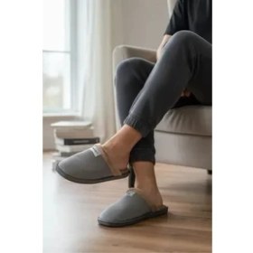 Resim Erkek Günlük Terlik Peluş Yıkanabilir Ev Terliği Misafir Çeyiz Damat Terliği 