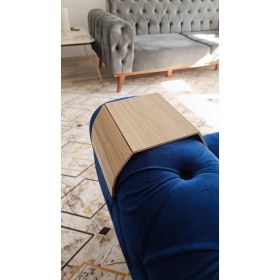 Resim Leur Home Kahve Krem Koltuk Kenarı Katlanabilir Yan Sehpa Amerikan Servisi 