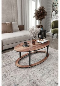 Resim Hole Masivo Orta Sehpa 70x40 Elips Madran Ceviz Ceviz 