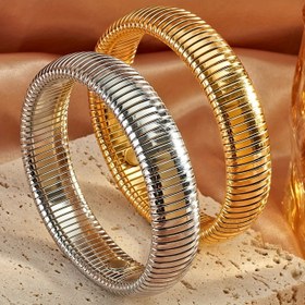 Resim Vintage minimalist yüksek kaliteli elastik dokulu halka bilezik, 0.8cm, 1.0cm, 1.2cm, 1.6cm boyutlarında, altın ve gümüş renk seçenekleriyle, hem erkekler hem de kadınlar için günlük partilerde giyilmeye uygundur. 