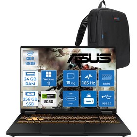 Resim Asus Tuf Gaming F16 FX608JHR 14. Nesil Intel I7-14650HX 24GB Ddr5 256GB SSD 8GB\u002FRTX5050 115W 165Hz 16\wuxga Fhd+ 300NITS IPS WIN11HOME Gaming Bilg. WRV055H01+ZETTAÇANTA 