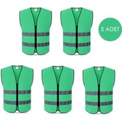 Resim jbox Reflektifli Yüksek Görünümlü Çok Amaçlı Kumaş Yelek Fermuarlı 5 Adet (YENİ YASAYA UYGUN) 