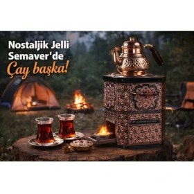 Resim Ürünpazarı Nostaljik Jelli Bakır Çay Semaveri + Demlik 