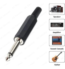 Resim BK Teknoloji 6.35MM Kablo Montajlı Mono Fiş 2 Kutuplu Çivi Jack Konnektörü 