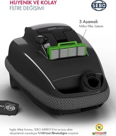 Resim SEBO K3 Premium 890 W Toz Torbalı Elektrikli Süpürge, Siyah 