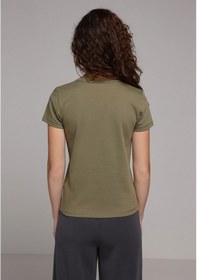 Resim Colin's Colins Slim Fit Yuvarlak Yaka Baskılı Kadın Yeşil Kısa Kol Tişört Cl1079772 Q1.v2 Lkh Açık Haki 
