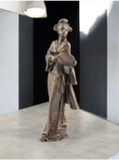 Resim Dekoratif Yelpazeli Kadın Obje Biblo - Kahve Rengi 