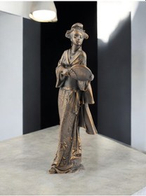 Resim Dekoratif Yelpazeli Kadın Obje Biblo - Kahve Rengi 