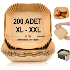 Resim Mcreative 2024 200 Adet Airfryer Pişirme Kağıdı Xl-Xxl Büyük Boy 20 cm Hava Fritöz Kağıdı Fırın Yağlı Kağıdı Tek Kullanım Kağıt 