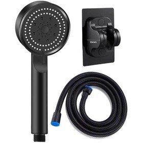 Resim Mayaglory 5 Fonksiyonlu Yüksek Basınçlı Duş Başlığı Yapışkanlı Mafsal Hortum Duş Seti, Siyah, 150 cm (Black) 